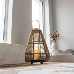 Garden Greatness Extra Large Natural Bamboo LED Lantern - Size: 1 Pack - thumbnail 2