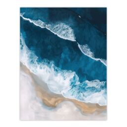 "Artery8 Waves on Beach From Above Artwork Coastal Calm Wall Art Print in Blue - Size: W24"" x H32""" - thumbnail 1