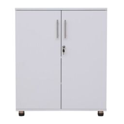 Moderna Wooden Storage Cabinet Lockable 2 Doors 2 Shelves White 80cm
