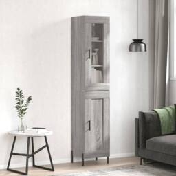 Berkfield Home Highboard Grey Sonoma 34.5x34x180 cm Engineered Wood - thumbnail 2