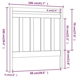 Berkfield Home Bed Headboard Grey 106x4x100 cm Solid Wood Pine - Size: 106 x 4 x 100 cm - thumbnail 6