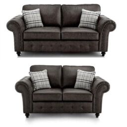 Furniture 786 Oakland Suede Leather 3&2 Seater Sofa Set in Black - thumbnail 4