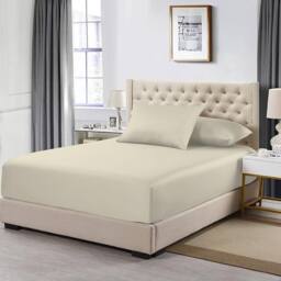 Homes-Linen 100% Egyptian Cotton 200TC Fitted Sheet 30cm Deep Pocket in Cream - Size: Super King - thumbnail 1