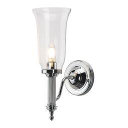 Netlighting Carroll 1 Light Bathroom Wall Light Polished Chrome IP44 G9 in Grey
