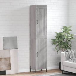 Berkfield Home Highboard Grey Sonoma 34.5x34x180 cm Engineered Wood - thumbnail 1