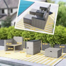 OUTSUNNY 5 Piece Rattan Garden Furniture Set w/ Storage Table, Grey - thumbnail 3