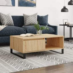 Berkfield Home Coffee Table Sonoma Oak 90x60x35 cm Engineered Wood in Brown - Size: 90 x 60 x 35 cm - thumbnail 1