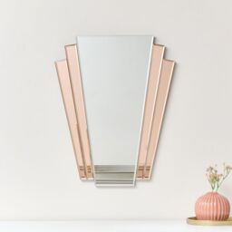 Melody Maison Pink Art Deco Fan Wall Mirror - 60cm X 48cm in Baby Pink - Size: 60 cm X 48 cm - thumbnail 2