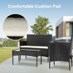 Obasyhig 4PCS Outdoor Patio Garden Rattan Furniture Set in Black - thumbnail 3