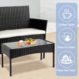 Obasyhig 4PCS Outdoor Patio Garden Rattan Furniture Set in Black - thumbnail 4