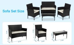 Obasyhig 4PCS Outdoor Patio Garden Rattan Furniture Set in Black - thumbnail 5