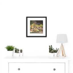 Artery8 Krishna Summoning Cows India 18th Century 8X8 Inch Square Wooden Framed Wall Art Print Picture with Mount in Black - thumbnail 2