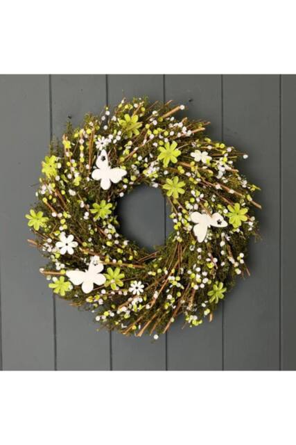 KDMD Twig Flower & Butterfly Wreath in Green - image 1