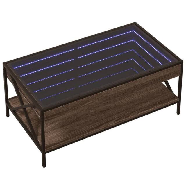 Berkfield Home Decorative Coffee Table with Infinity LED Brown Oak 90x50x38 cm - Size: 90 x 50 x 38 cm - image 1