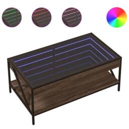 Berkfield Home Decorative Coffee Table with Infinity LED Brown Oak 90x50x38 cm - Size: 90 x 50 x 38 cm - thumbnail 3