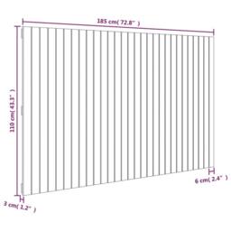 Berkfield Home Wall Headboard Black 185x3x110 cm Solid Wood Pine - Size: 185 x 3 x 110 cm - thumbnail 8