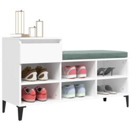Berkfield Home Shoe Cabinet White 102x36x60 cm Engineered Wood - Size: 102 x 36 x 60 cm - thumbnail 4
