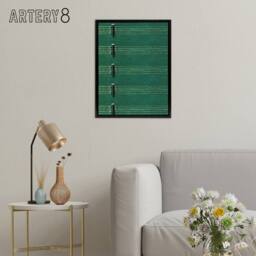 "Artery8 Vintage Lute Strings Pattern Framed Canvas Wall Art Print Furuya Korin in Green - Size: W12"" x H16""" - thumbnail 3