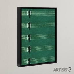 "Artery8 Vintage Lute Strings Pattern Framed Canvas Wall Art Print Furuya Korin in Green - Size: W12"" x H16""" - thumbnail 2