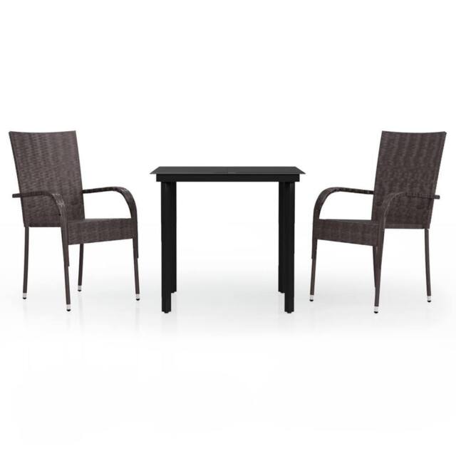 Berkfield Home 3 Piece Outdoor Dining Set Brown & Black - image 1