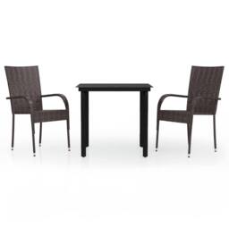 Berkfield Home 3 Piece Outdoor Dining Set Brown & Black