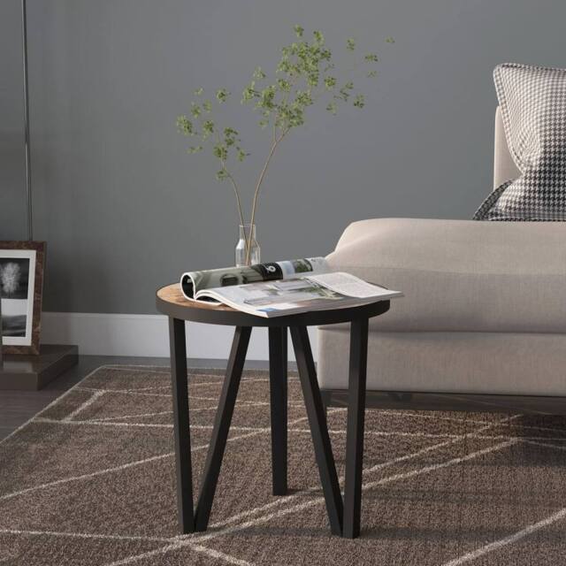 Berkfield Home Tea Table Black & Yellow Ø35 cm MDF in Brown - image 1