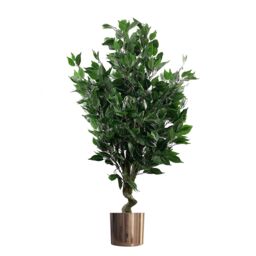 Leaf 110cm Realistic Artificial Ficus Tree / Plant Copper Planter in Green
