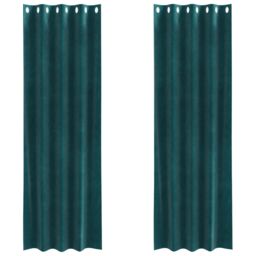 Berkfield Home Blackout Curtains with Eyelets 2 pcs Dark Green Velvet - thumbnail 2