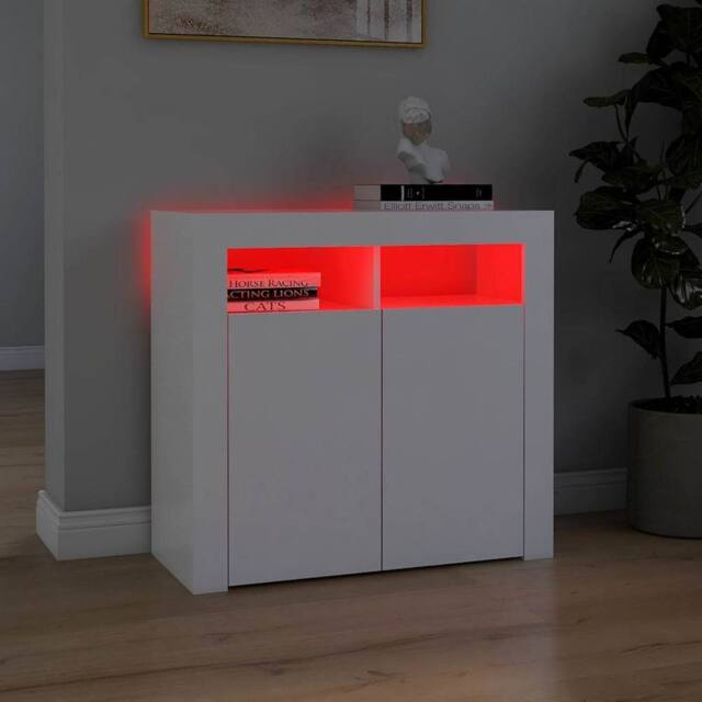 Berkfield Home Sideboard with LED Lights White 80x35x75 cm - Size: 80 x 35 x 75 cm - image 1