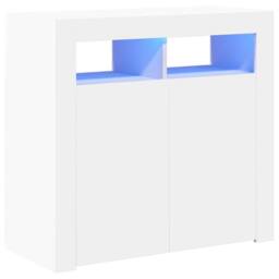 Berkfield Home Sideboard with LED Lights White 80x35x75 cm - Size: 80 x 35 x 75 cm - thumbnail 3