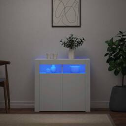 Berkfield Home Sideboard with LED Lights White 80x35x75 cm - Size: 80 x 35 x 75 cm - thumbnail 2