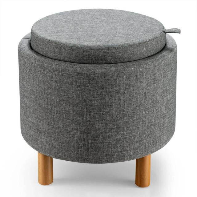 Kelvenix Round Storage Ottoman in Grey - Size: 0.6m2 - image 1