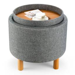 Kelvenix Round Storage Ottoman in Grey - Size: 0.6m2 - thumbnail 3