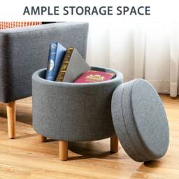 Kelvenix Round Storage Ottoman in Grey - Size: 0.6m2 - thumbnail 4