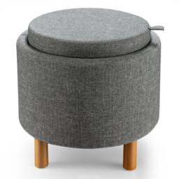 Kelvenix Round Storage Ottoman in Grey - Size: 0.6m2