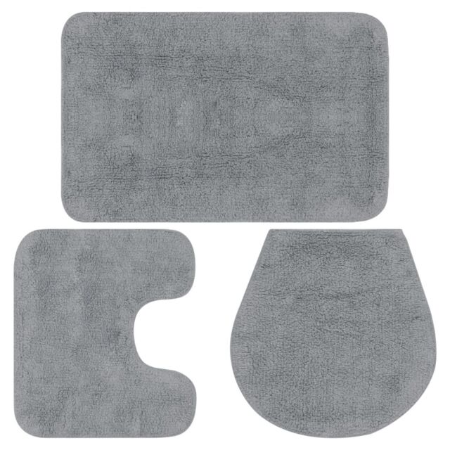 Berkfield Home Bathroom Mat Set 3 Pieces Fabric Grey - image 1