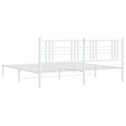 Berkfield Home Metal Bed Frame without Mattress with Headboard White 183x213cm - Size: 183x213 cm - thumbnail 6