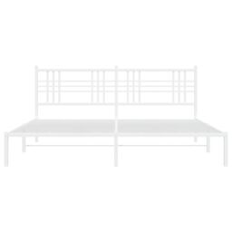 Berkfield Home Metal Bed Frame without Mattress with Headboard White 183x213cm - Size: 183x213 cm - thumbnail 4