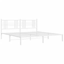 Berkfield Home Metal Bed Frame without Mattress with Headboard White 183x213cm - Size: 183x213 cm - thumbnail 3