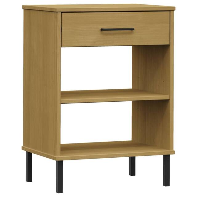 Berkfield Home Console Cabinet with Metal Legs Brown Solid Wood Pine OSLO - image 1