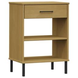 Berkfield Home Console Cabinet with Metal Legs Brown Solid Wood Pine OSLO