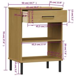Berkfield Home Console Cabinet with Metal Legs Brown Solid Wood Pine OSLO - thumbnail 8