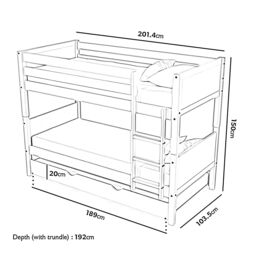 Interior Emporium Ltd Lily Wooden Bunk Bed without Mattress - Solid Pine Space-Saving Frame - Kids Bedroom Furniture - White - thumbnail 6