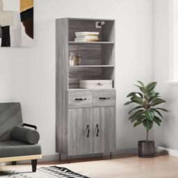 Berkfield Home Highboard Grey Sonoma 69.5x34x180 cm Engineered Wood - thumbnail 1