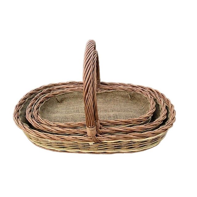 Red Hamper Wicker Set of 3 Holker Lined Garden Trugs in Brown - image 1