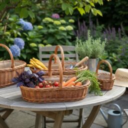 Red Hamper Wicker Set of 3 Holker Lined Garden Trugs in Brown - thumbnail 2