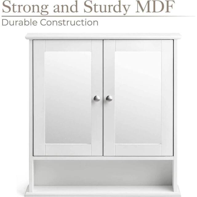 PAWNORA Bathroom Cabinet Double Mirror Cabinet in White - image 1