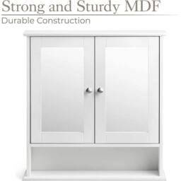 PAWNORA Bathroom Cabinet Double Mirror Cabinet in White