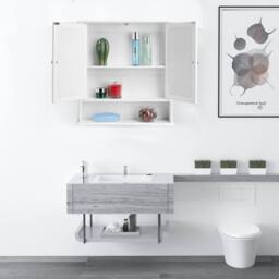 PAWNORA Bathroom Cabinet Double Mirror Cabinet in White - thumbnail 5