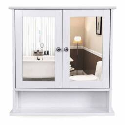PAWNORA Bathroom Cabinet Double Mirror Cabinet in White - thumbnail 4